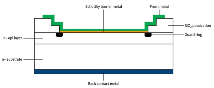 顯示保護環的肖特基二極管結構