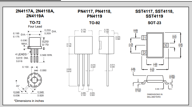 2N4117A,2N4118A,2N4119A,PN4117,PN4118,PN4119,SST4117,SST4118,SST4119放大器Linear Systems 