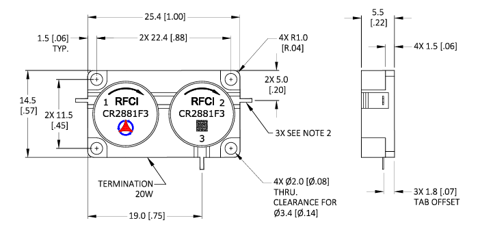 CR2881F3同軸雙環行器RFCI