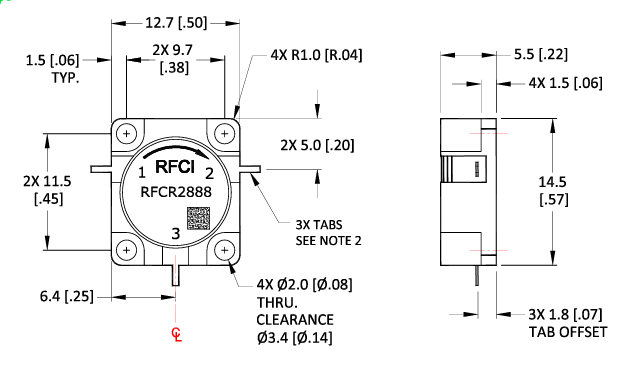 RFCR2888嵌入式X波段同軸環形器RFCI